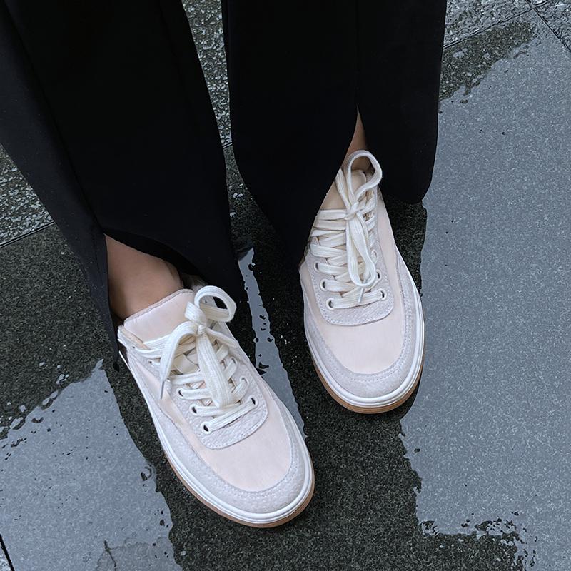 Pantofi de primăvară din piele intoarsă de vacă cu platformă cu nituri cu șireturi pentru femei pantofi casual