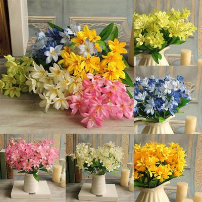 1 Bouquet Artificial Fake Mini Lily Flower Plant Home Office Wedding Party Decor