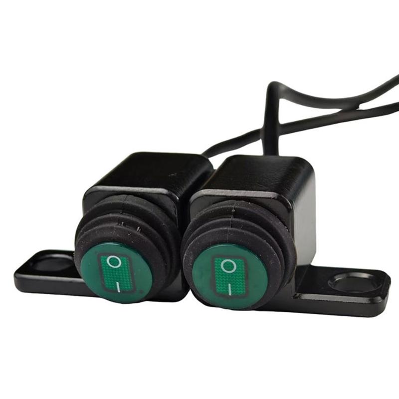 Universal Motorcycle Light Switches Mount with Green LED Indicator Hassle Free Setups Bike Handlebar Light Control Switches