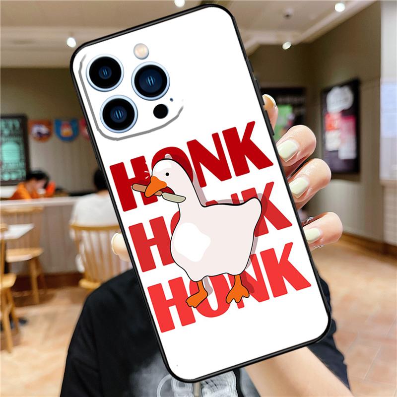 Cartoon Funny Goose Case For iPhone 17 16 14 13 12 11 15 Pro Max Mini Plus 16e 17 Air Bumper Cover Accessories