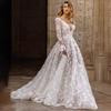 Abito da Sera da Matrimonio Europeo e Americano Primavera/Estate 2025 - Abito Lungo Sexy in Pizzo con Maniche Lunghe