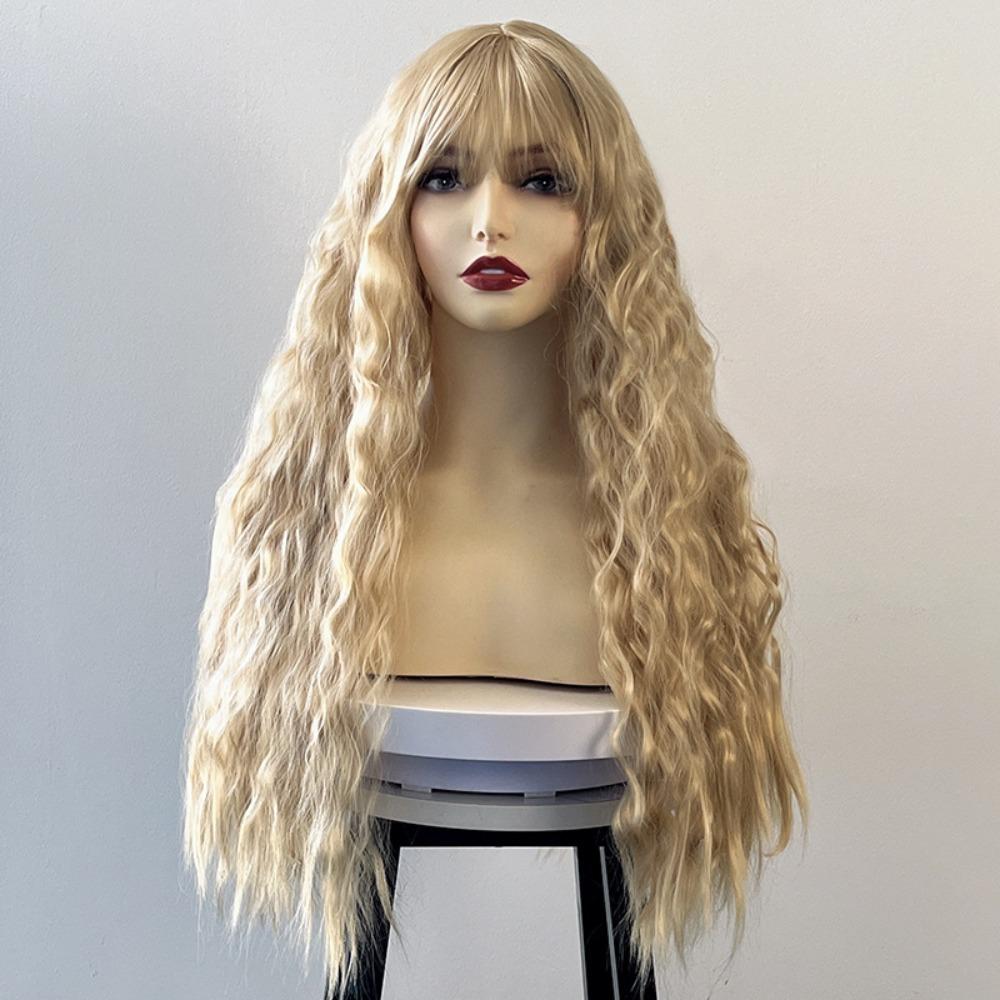 Halloween Long Water Wave Wig Cosplay Women Layered Wigs Orange Brown Gold Curly Wigs  Carnival