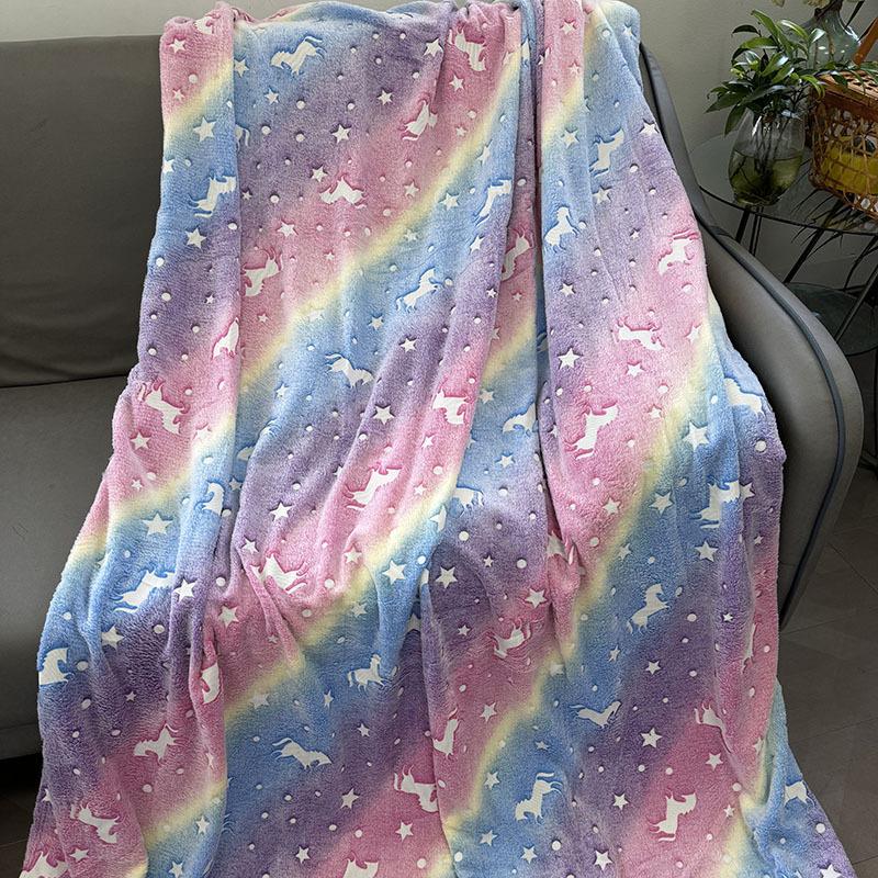 Luminous Children's Coral Fleece Flannel Blanket - Glow In the Dark Sofa or Nap Cover.