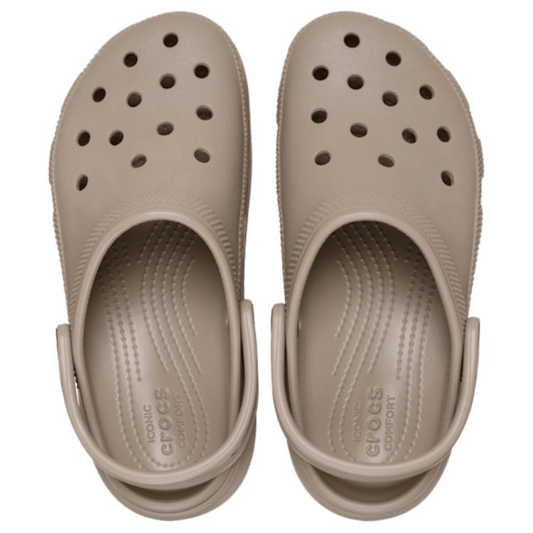 Crocs Classic Platform Clog Comfortable Versatile Women Clogs Gray Brown 206750-214