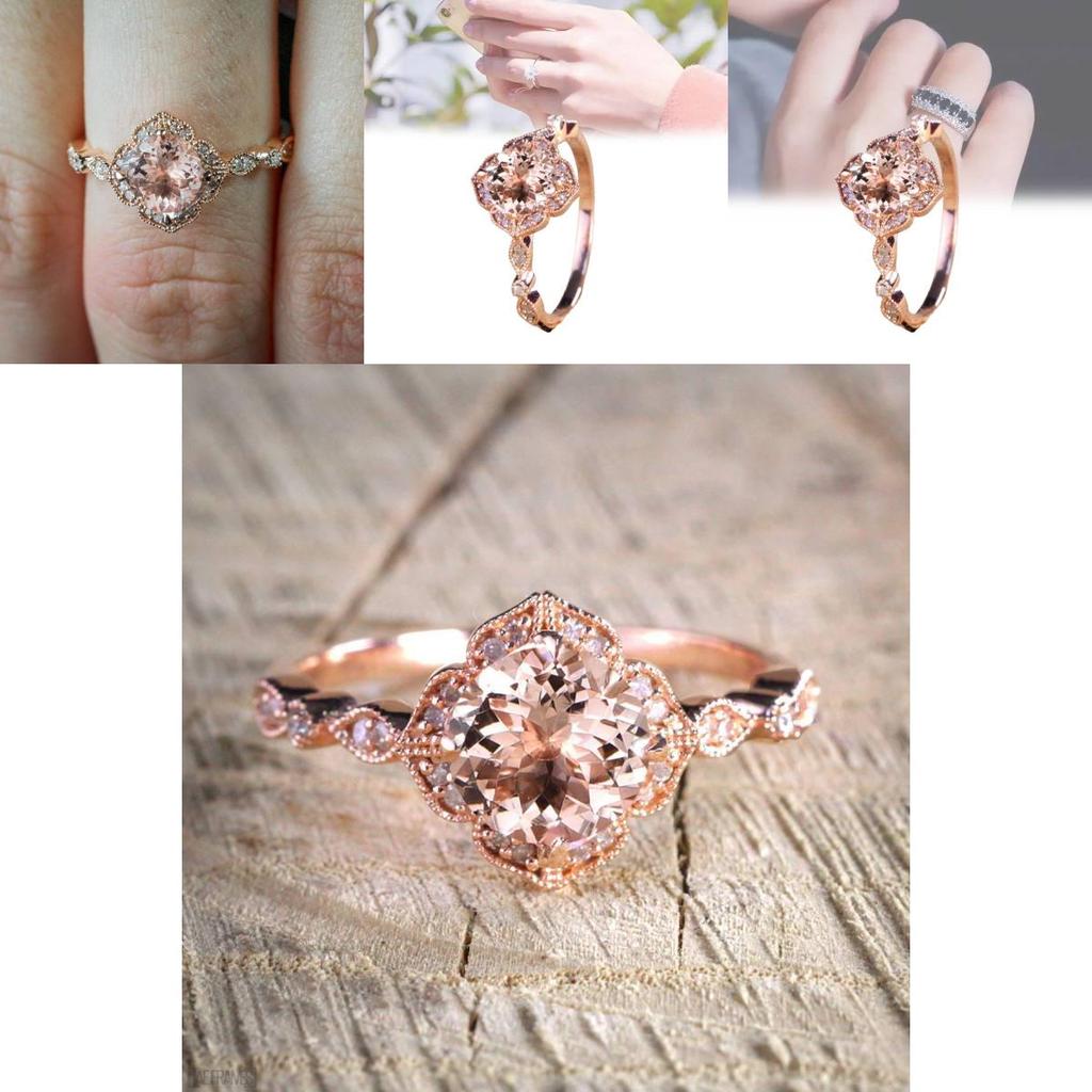 Elegant 18k Rose Gold Plated Zircon Princess Engagement Ring For Women In Sizes 6-10