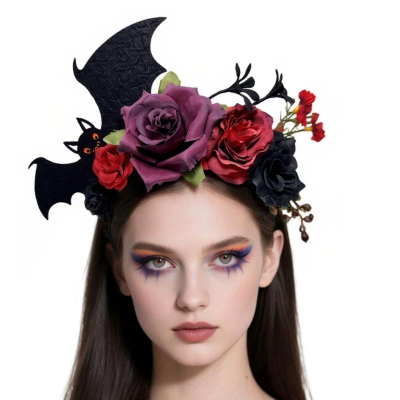 Realistic Rose Bat Hairband Halloween Party Accessory Comfortable Resin Plastic Detailed Design Long Wear