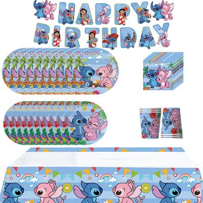 52 ks Steh Párty Nádobí Obsahuje Ubrousky Talíře Ubrus Pohár Banner