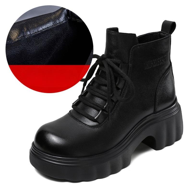 Fall/Winter New Style Women's Shoes: Thick-soled Short Boots, Leather Boots, Heightening Shoes, Leather Shoes Devotion