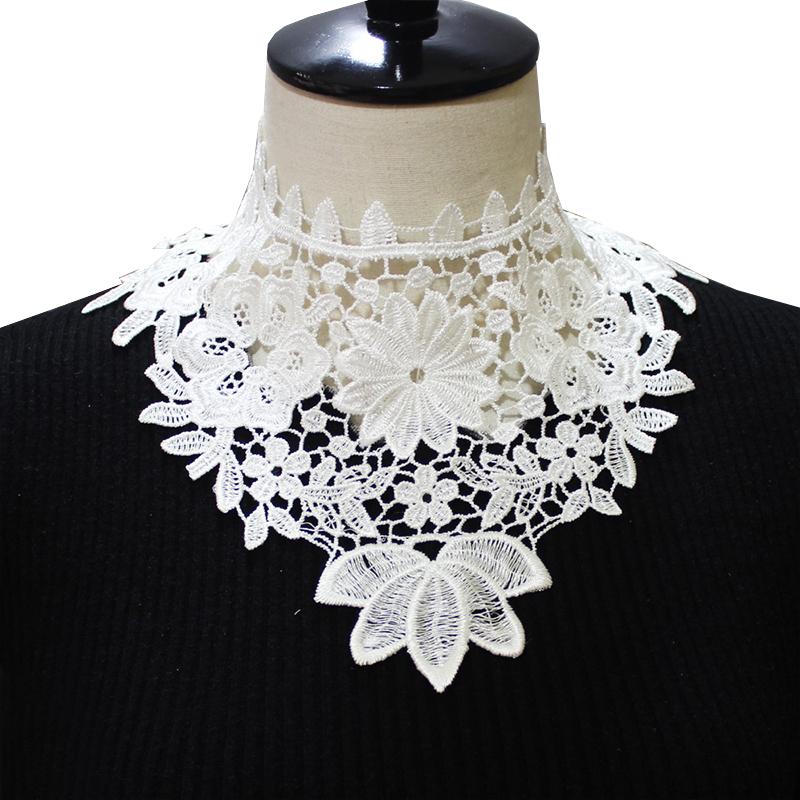 White Black Neckline Fake Collar Embroidery Lace Fabric False Collars Diy Applique Collar Blouse Collar Stand Detachable Collar