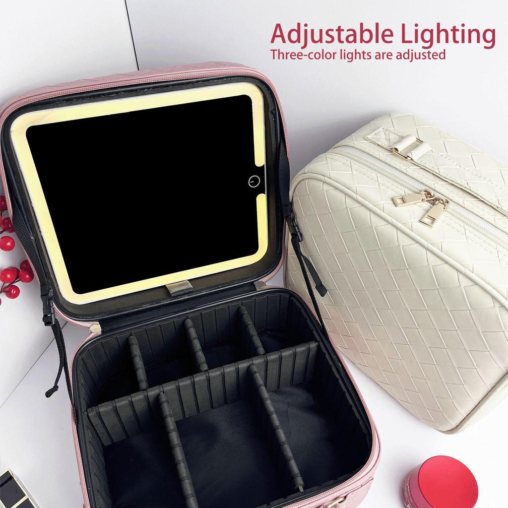 New 2025 LED Mirror Makeup Bag: Large-Capacity, Portable, Hanging Suitcase Storage for Women