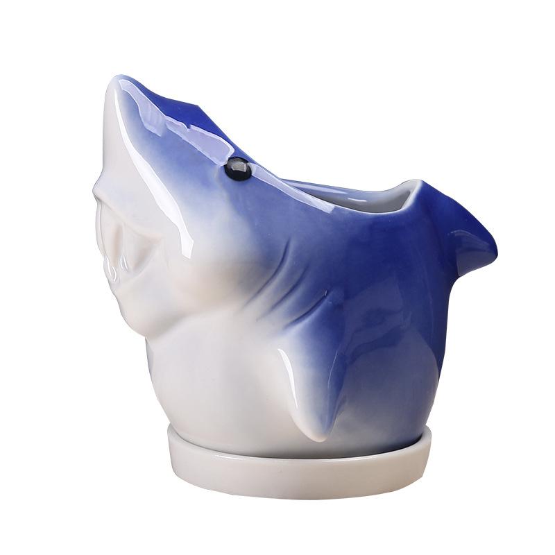 Gardening Succulent Flower Pot Ceramic, Creative Indoor Tabletop Cartoon Dolphin Animal Flower Pot