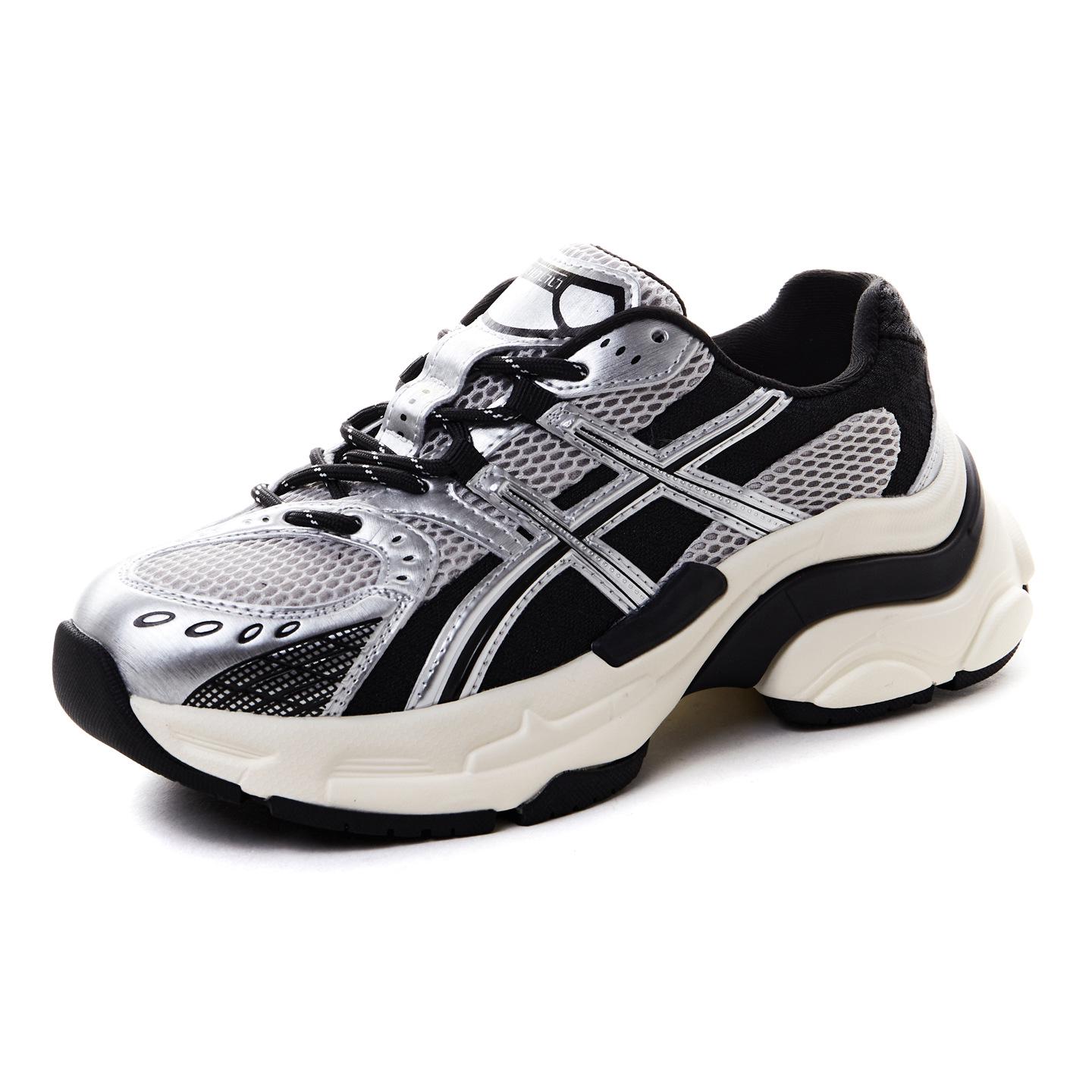 

Suction Film Women s Color Block Thick Sole Casual Running Shoes - 2025 Autumn 38 чёрный/серебряный