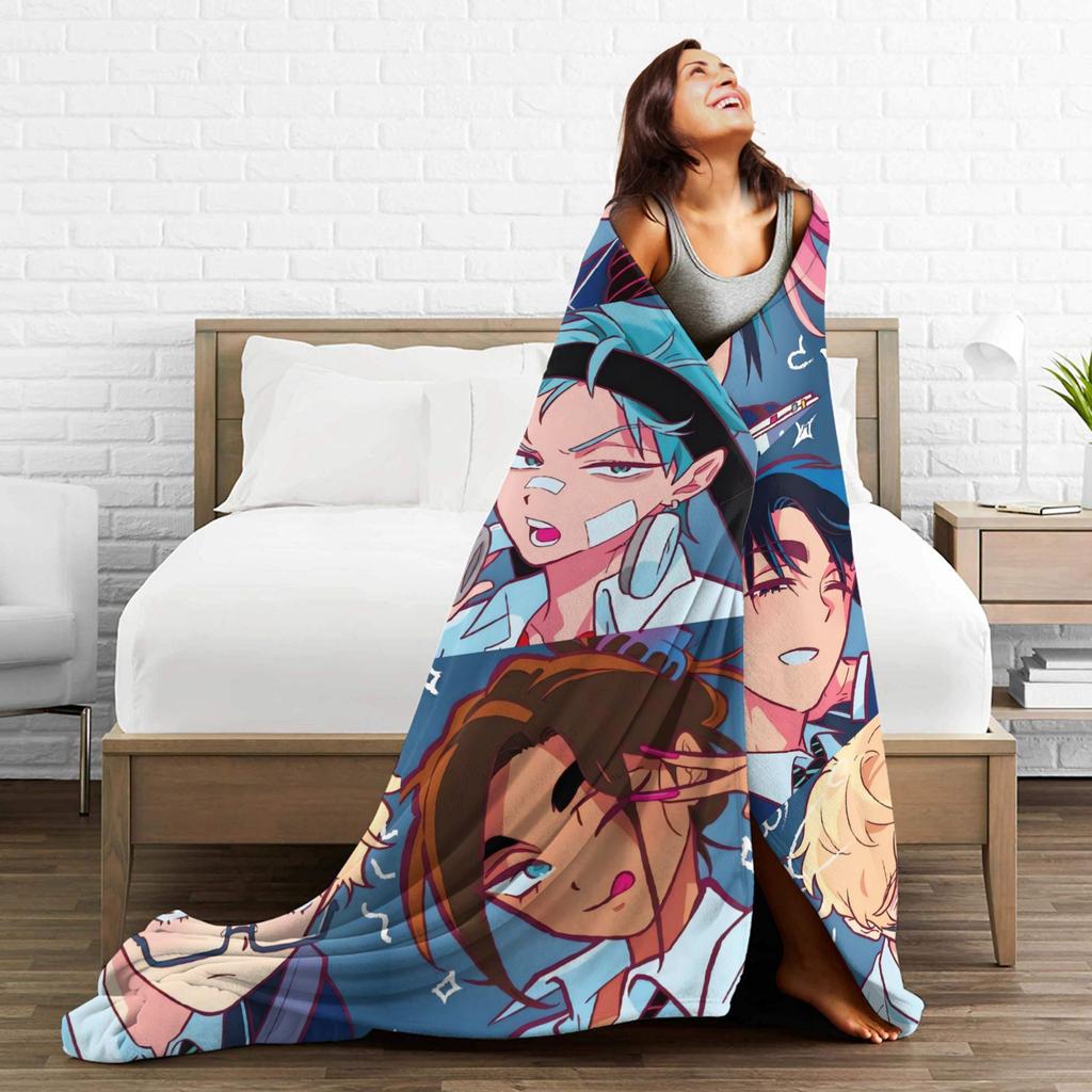Kawaii Chibi LUKA Hot Anime ALIEN STAGE Warm Blanket Travel Plush Throw Blanket Pattern Living Room Bedspread Sofa Bed Cover