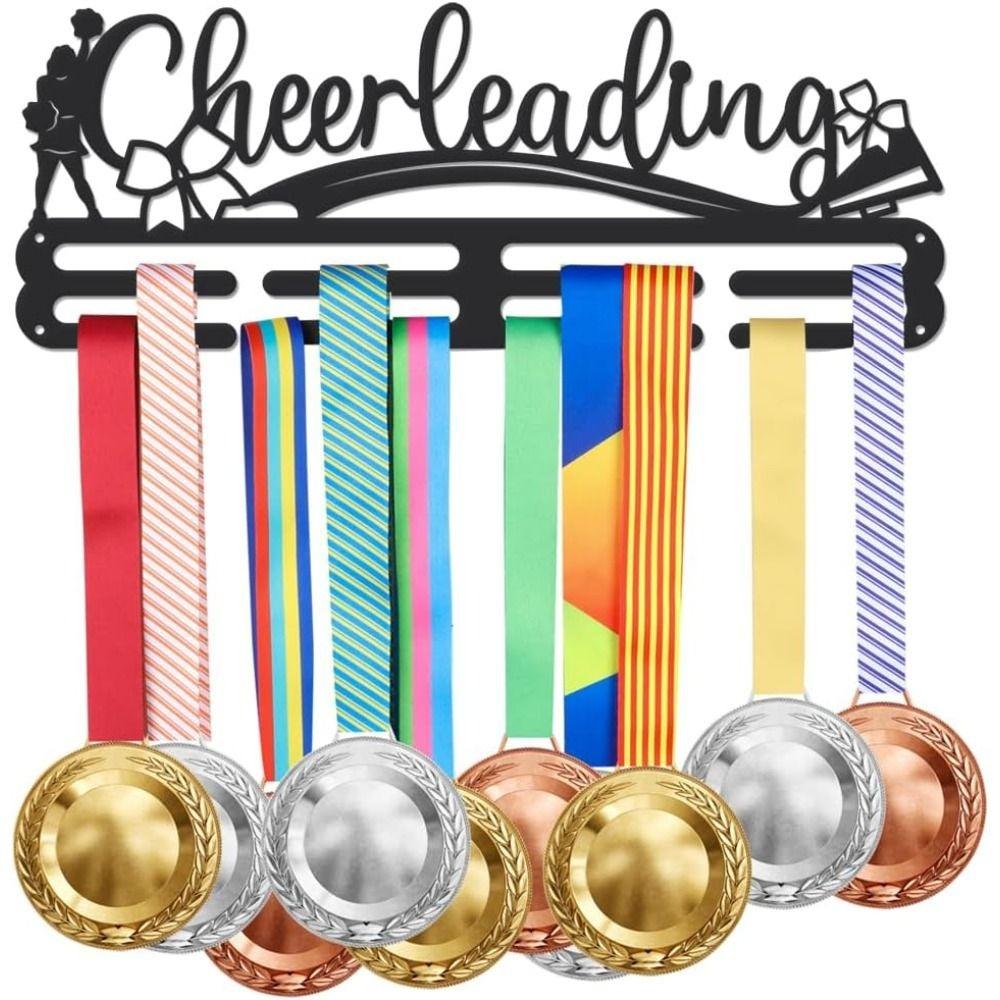 Black Metal Wall Mounted Medal Display Hook Rack for Sports Awards