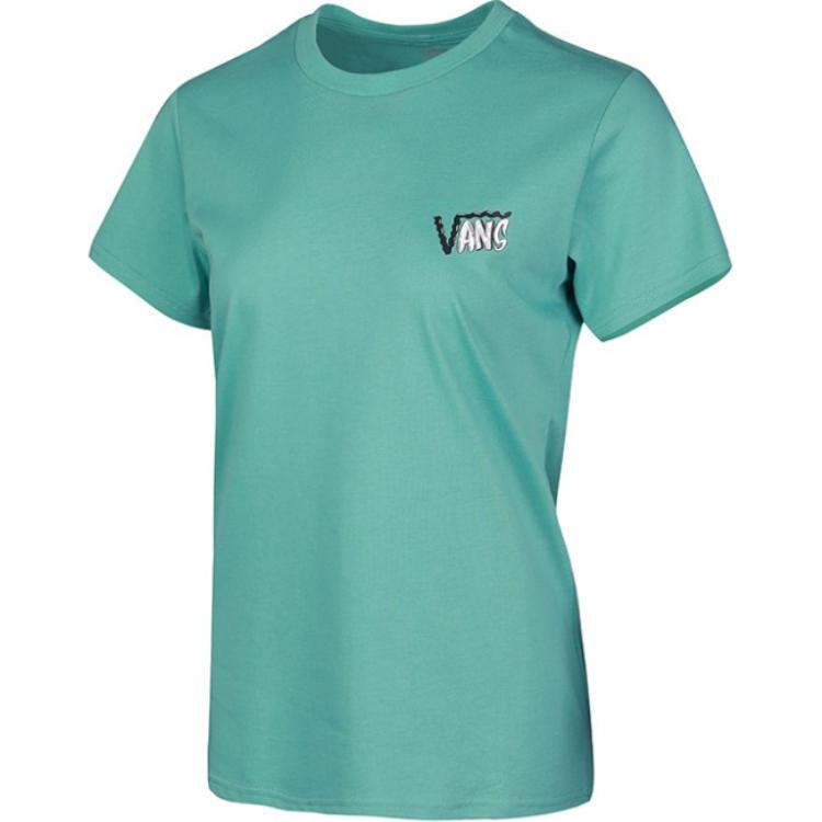 Vans Large Cartoon Print Short Sleeve T-Shirt Women Tops Green VN0A4MNOJ29
