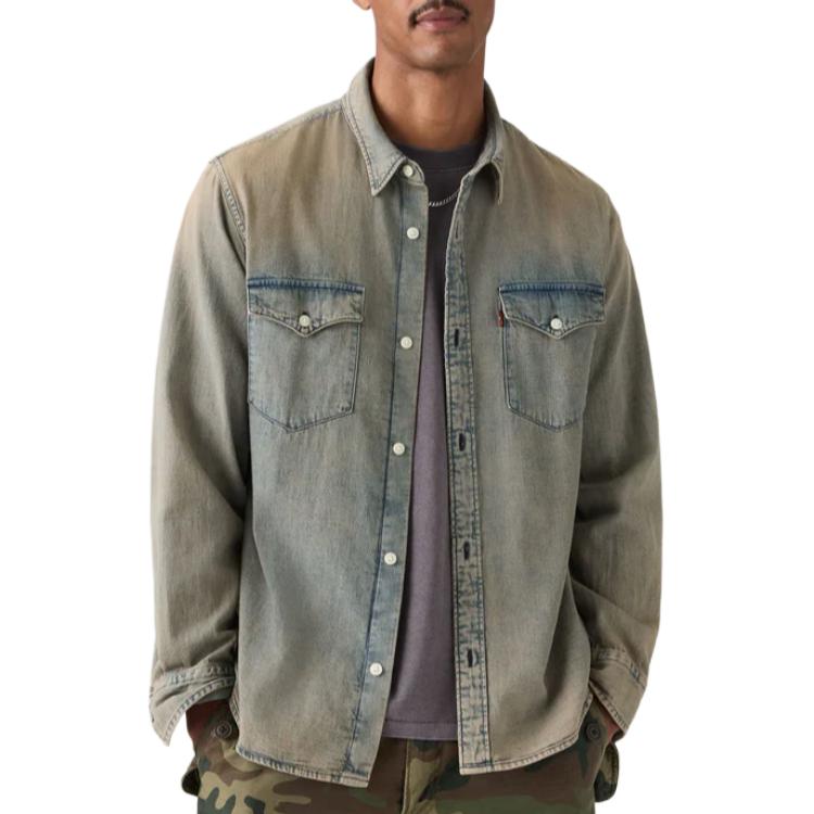 Levis Comfortable Versatile Fashion Western Loose Pointed Collar Long Sleeve Shirt Men Shirts A1919-0073