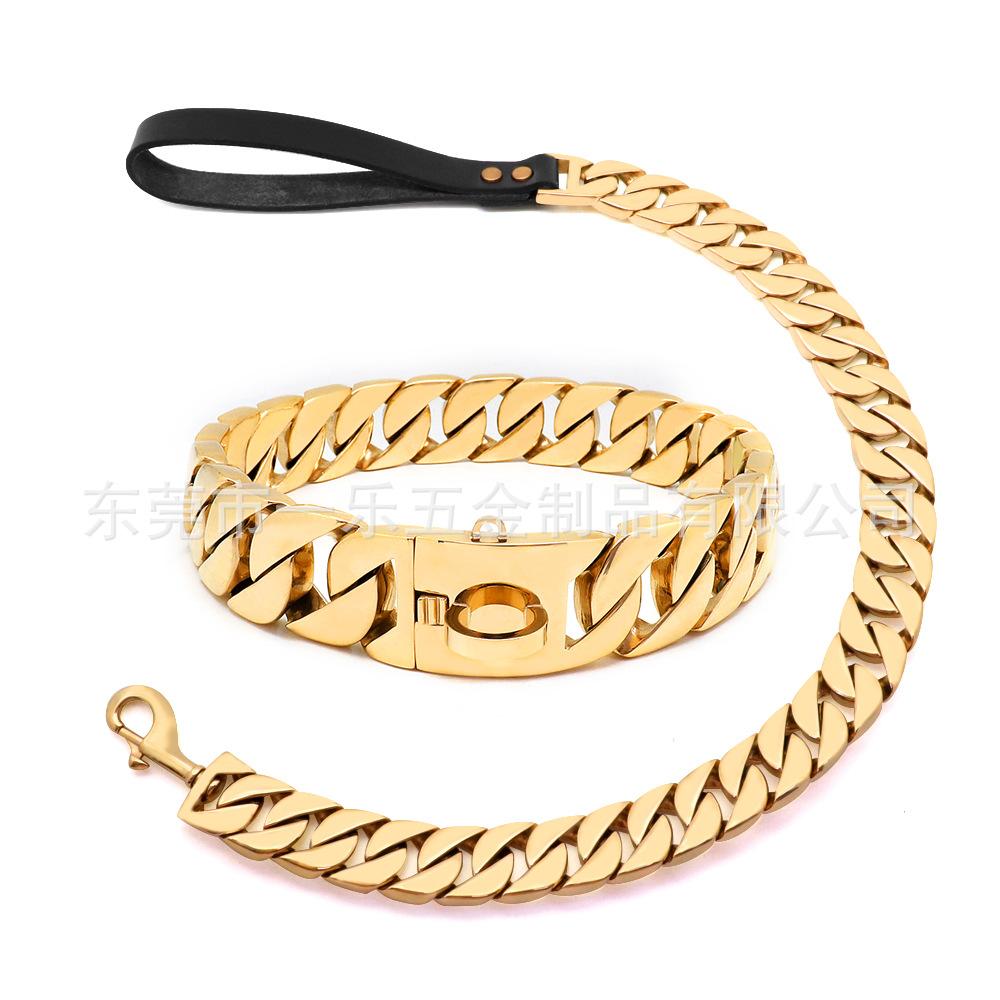 32Mm Stainless Steel Pet Supplies Dog Collar Bully Dog Collar Durbin Cuban Chain Dog Neck Collar Chain