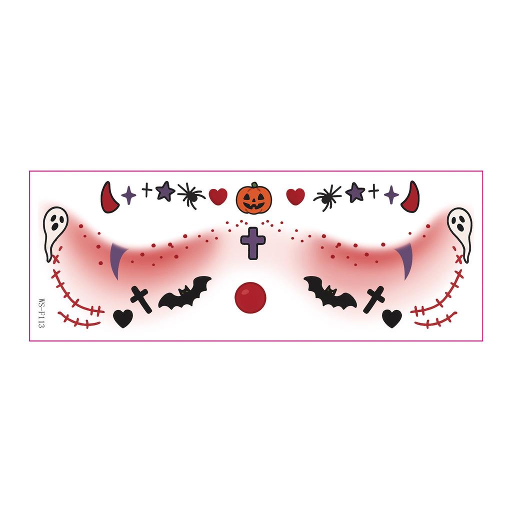 New Halloween Makeup Face Stickers, Cute Ghost Makeup Tattoo Stickers, Party Stickers, Waterproof and Sweat-resistant Tattoos