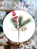 Christmas Artificial Berry Flower with Pinecones Fake Frost Branch DIY for Xmas Tree Wreath Floral Arrangement