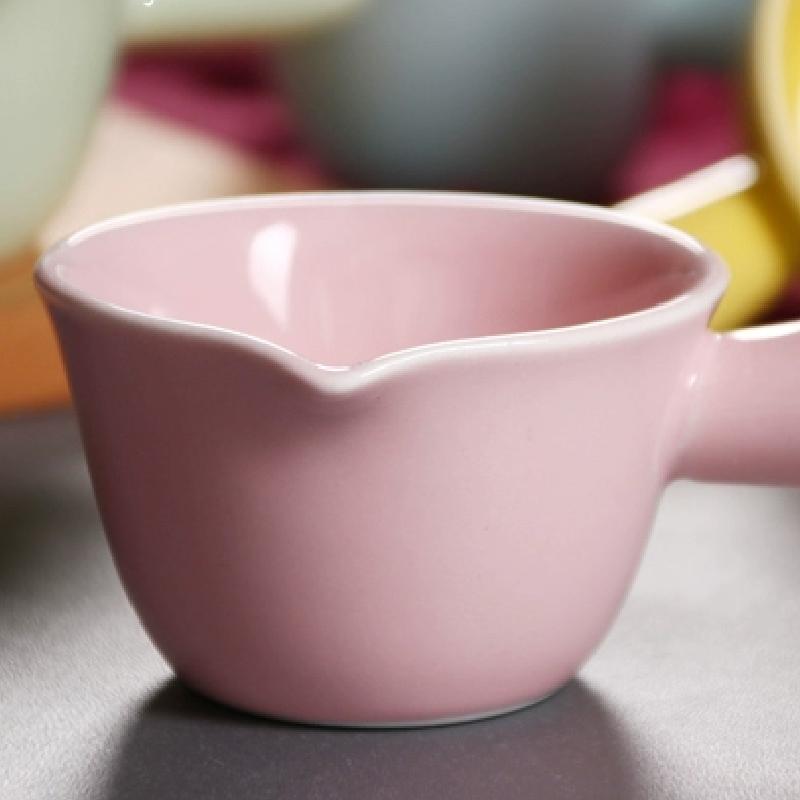 Ceramic Coffee Milk Jar with Handle Small Milk Cup Steak Sauce Cup Milk Spoon Beak Cup Round Sugar Jar 100ml Coffee Utensils