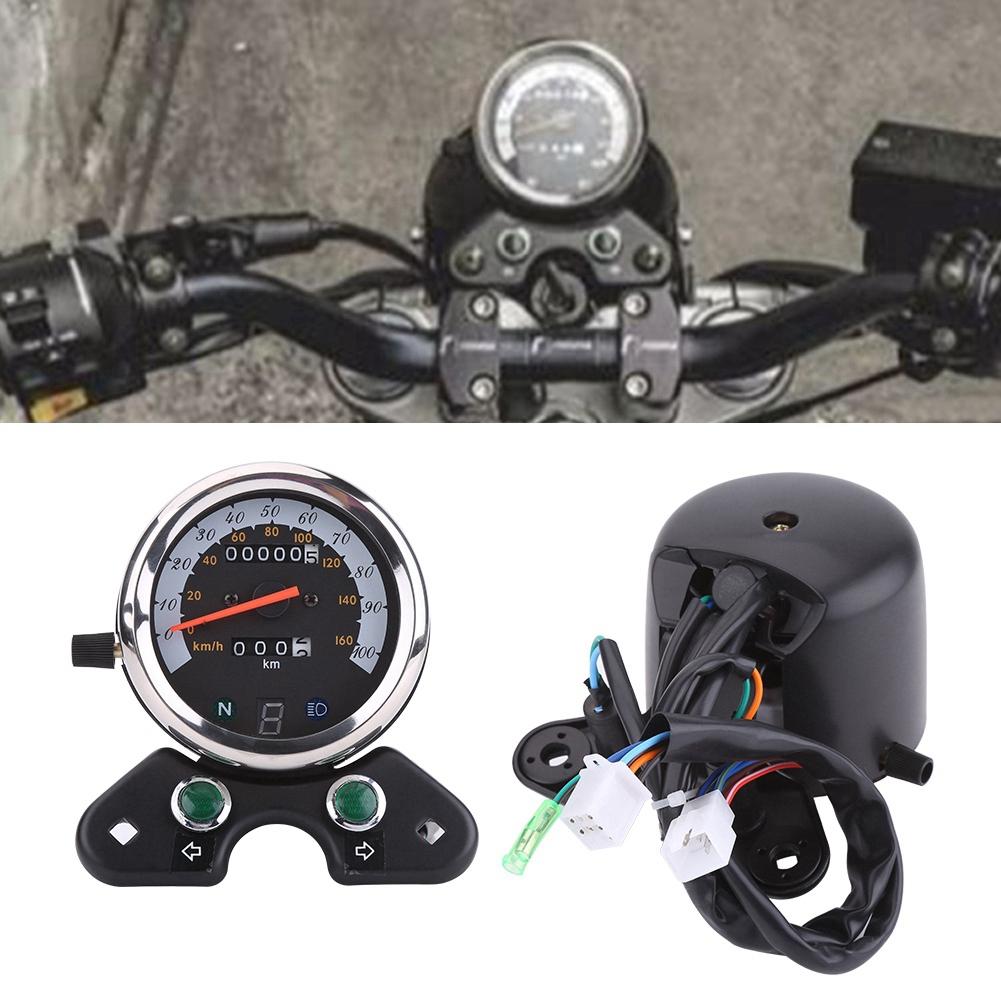 DC 12V Motocyklový přístrojový panel Dvojitý tachometr Rychloměr Měřidlo s LED indikátorem pro GN125
