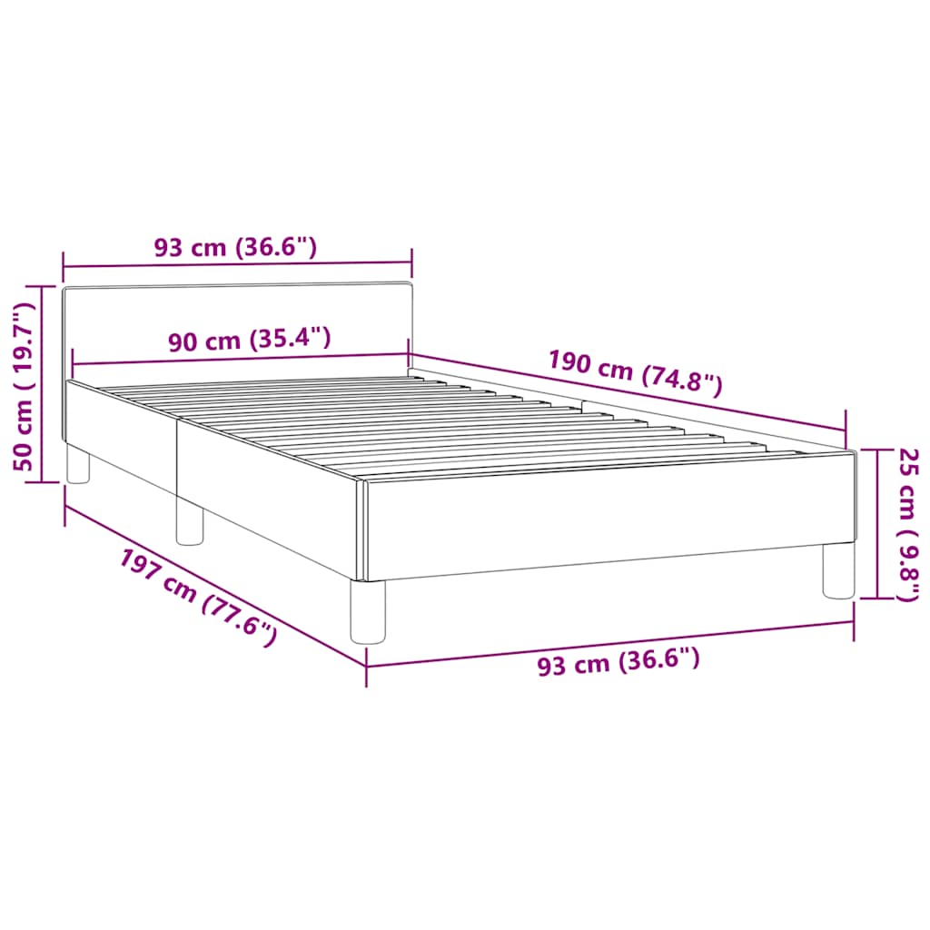 Bed Frame without Mattress Dark Blue 90x190 cm Velvet