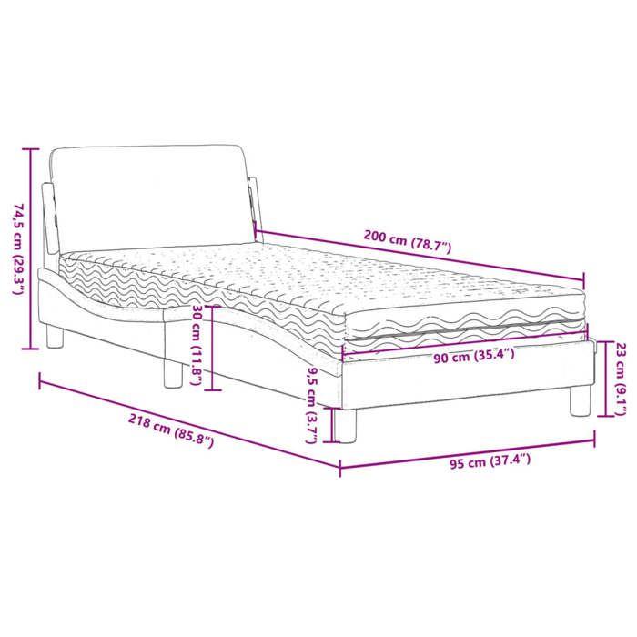 VidaXL Lit avec matelas taupe 90x200 cm tissu, meuble de chambre à coucher, lit simple, cadre de lit incurvé, sommier, lit 3208328