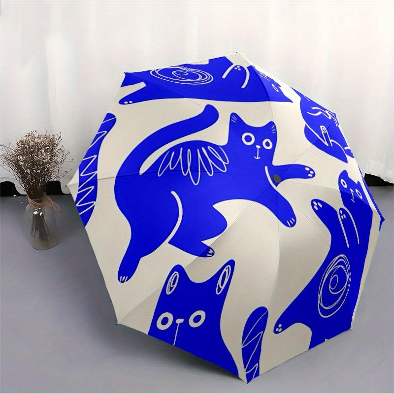 1 Stück Automatisch Öffnender/Schließender Kompakter Faltregenschirm mit Katzenmuster, Stabiles Dach mit 8 Speichen, Leicht und Tragbar, Für den Täglichen Gebrauch, Geschenk, Outdoor-Regenschirm, Reisen