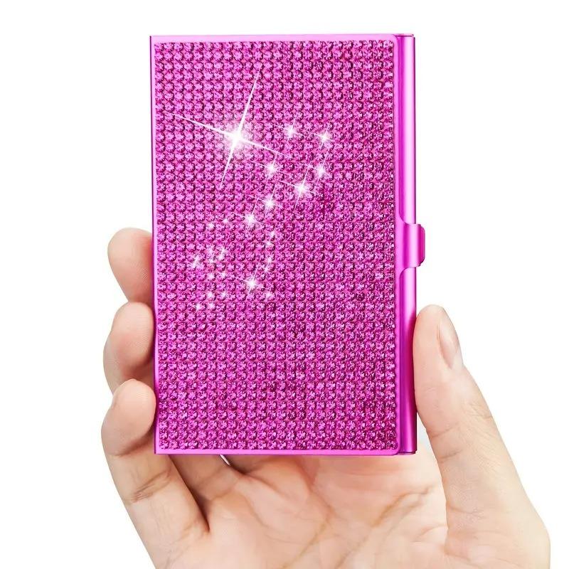 1PC Metal Rhinestone Business Card Clip Drill Business Card Case