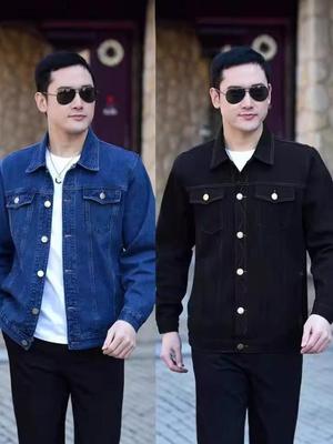 Men's Spring/Autumn Denim Jacket: Loose-Fit Workwear for Middle-Aged & Elderly