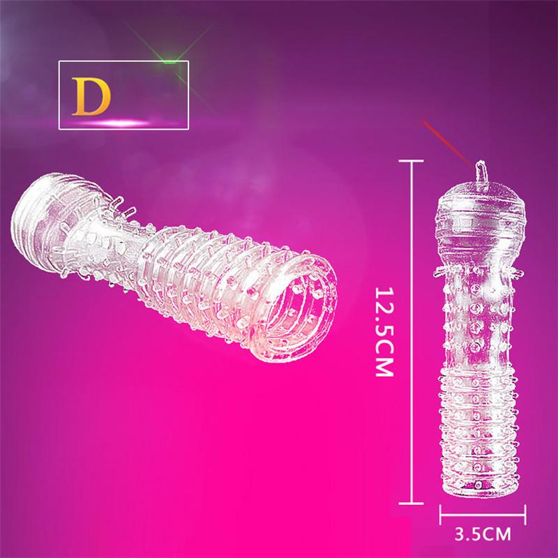Crystal Silicone Spike Dotted Ribbed Clear Reusable Condom Penis Massage Sleeve Adult Sexy Toy