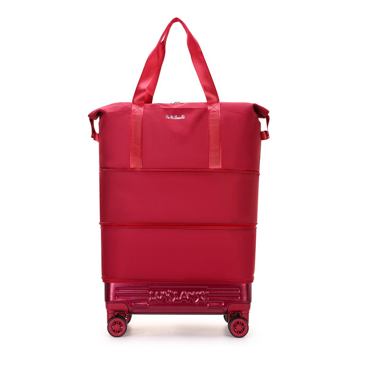 

Легкая дорожная тележка большой вместимости с универсальными колесами, водонепроницаемая, расширяемая, для деловых и коротких поездок красный