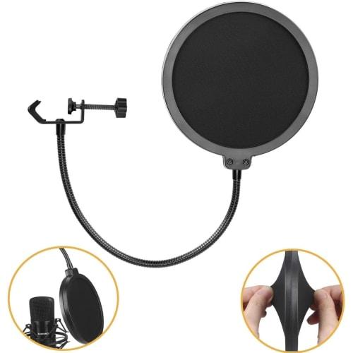 JUTOSU Microphone Pop Filter, Microphone Stand, Microphone Pop Guard, Microphone Filter, Double-Layered Pop Blocker, Pop Filter for Internet Tabletop