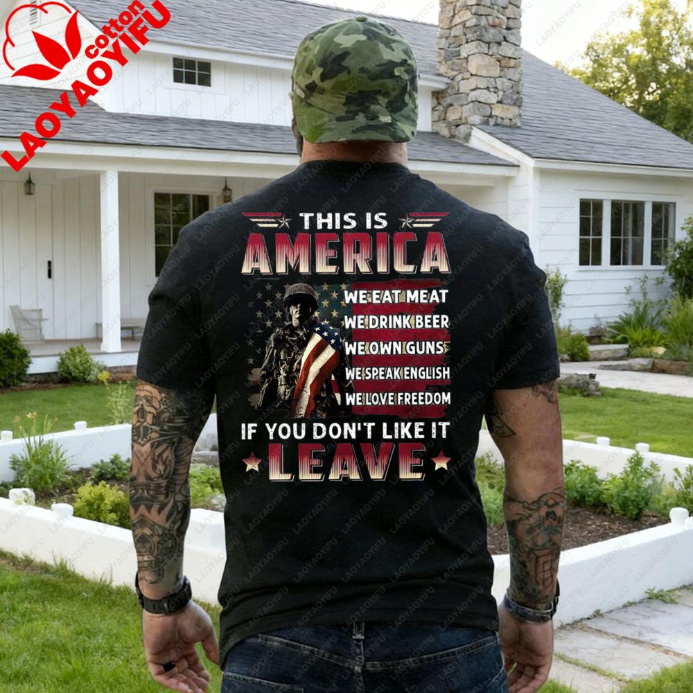 

The Veteran Shirt Gift for Veteran Veteran Day Shortsleeved Shirt This Is America If You Dont Like It Leave Men Clothes S