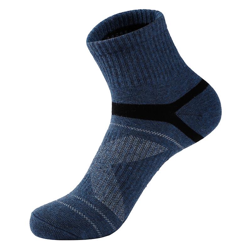 Men's Black Sweat-Absorbent Odor-Resistant Mid-Calf Cotton Sports Socks for Outdoor & Leisure
