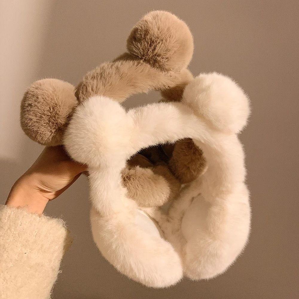 Plush Ear Warmer Anti-Freeze Ear Cover Fashion Bear Ear Earmuffs  for Women Girls