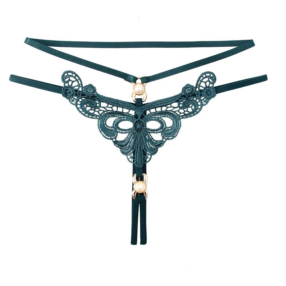 Stimulating Panties Women's Hot Hollowed-out Embroidered Pearl Yin Sm Bundled Tuning Open File Free Temptation Thong
