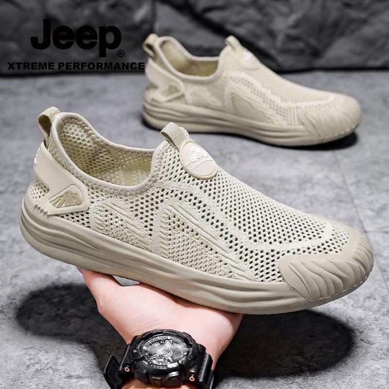 JEEP Men s Summer Breathable Slip-on Outdoor Mesh Shoes 41 песочный
