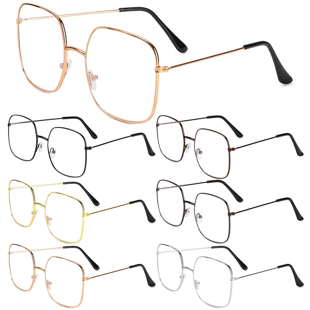 Protection Metal Frame Eyewear Anti Blue Light Glasses Vintage Square Glasses Oversized Eyeglasses