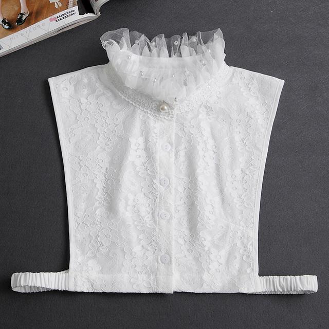 Fashion  Front Tie White Fake Collar for Women Stand Detachable Collar Fake Girls Vintage Lace Ladies False Blouse Collar