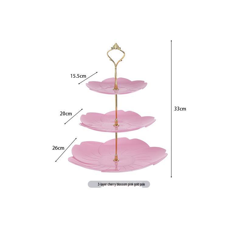 Trzypoziomowy europejski stojak na ciasto do popołudniowej herbaty - Kreatywna wielowarstwowa plastikowa taca na desery i talerz na owoce
