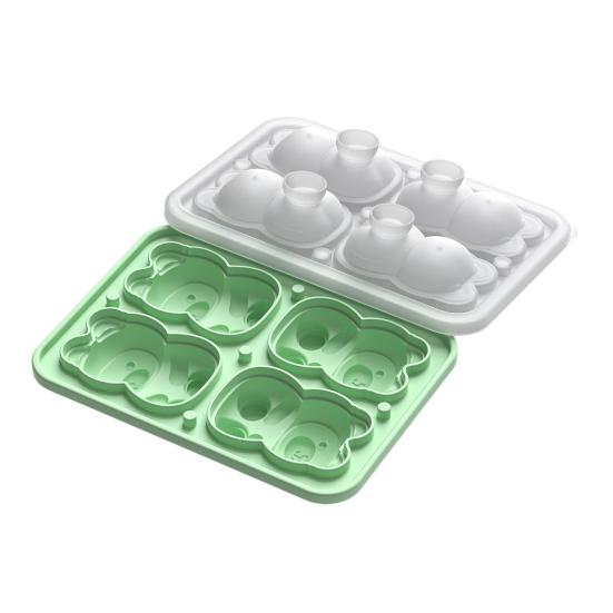 Bärenförmige Silikon-Eiswürfelform mit Deckel Lebensmittelqualität Leicht zu lösende Form Auslaufsicher Stapelbarer Eiswürfelbereiter Unverzichtbar für die Hausbar