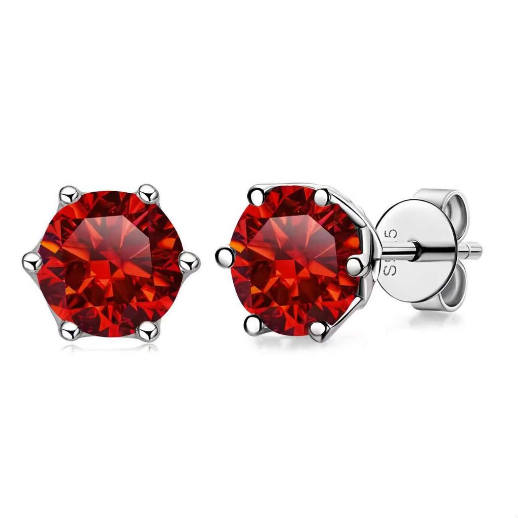 1Ct Vvs D Color Moissanite Russian Cut 8H8A Lab Diamond Stud Earrings for Women S925 Silver Fine Jewelry