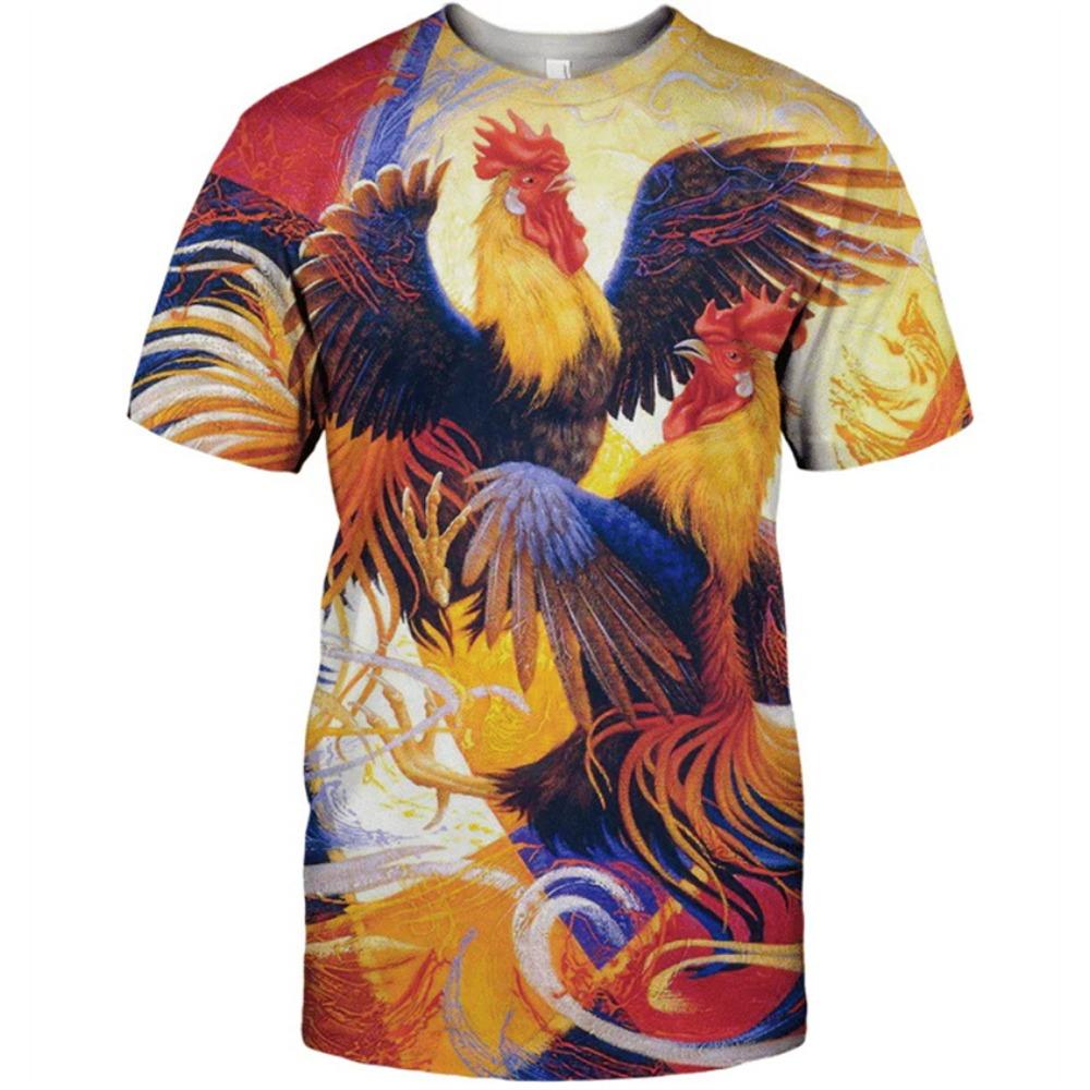 Vintage Rooster Graphic T-shirt Men Women3D Print O-Neck Pullover Casual Short Sleeve T Shirt Fashion Harajuku Unisex Tees