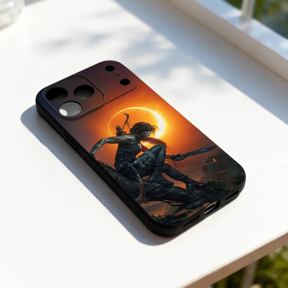 L-Lara C-Croft Cool For iPhone 17,16,15,14,13,12,11,Pro,Max,Plus,E,SE4,Air,Mini Black Soft Cover Phone Case