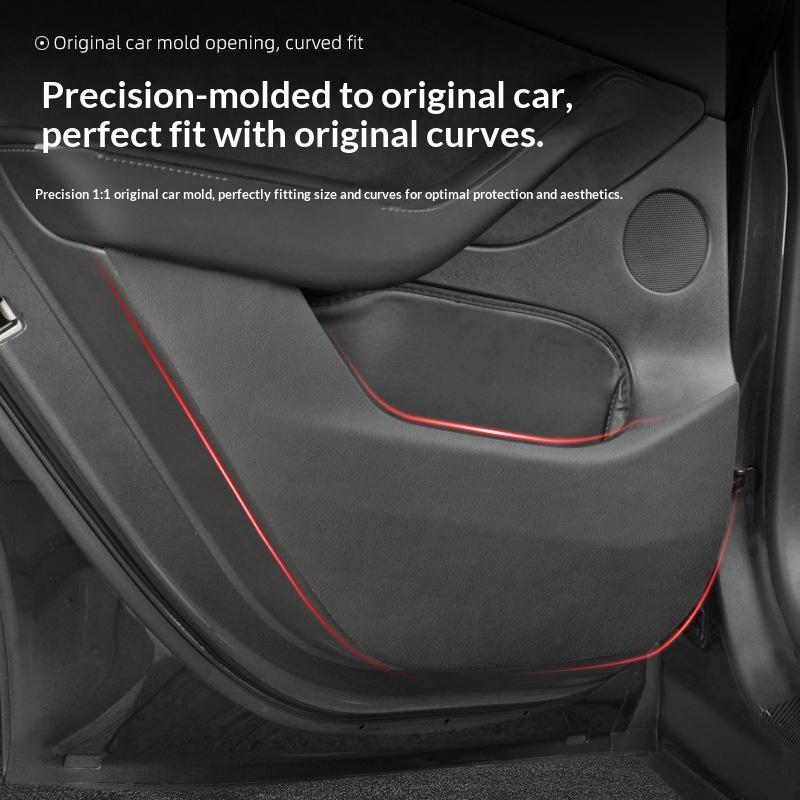 HOMEFISH For Car Door Anti Kick Pad Leather Sticker Trim Kit For Tesla Model Y Juniper Side Door Protector Interior Decoration