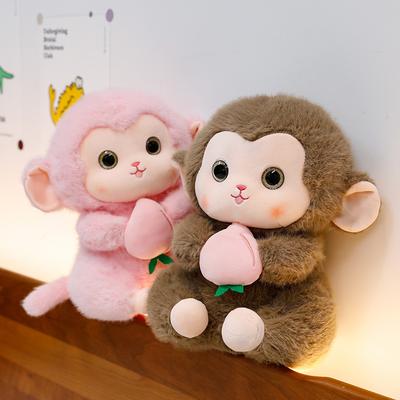 Soft Cute Peach Monkey Plush Toy Children Sleeping Throw Pillow Wedding Throwing Activity Gift Monkey Ornament