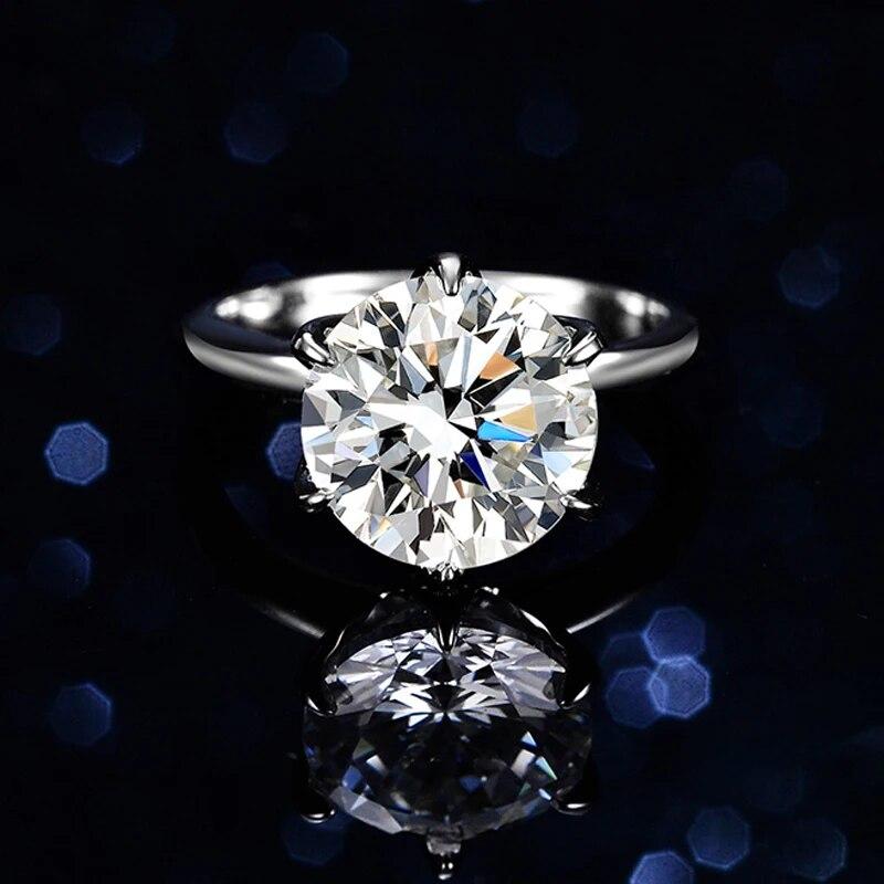 White Gold Plated 5ct Genuine Moissanite Solitaire Ring for Women Brilliant Cut 100% Solid Silver Wedding Womans Ring GRA
