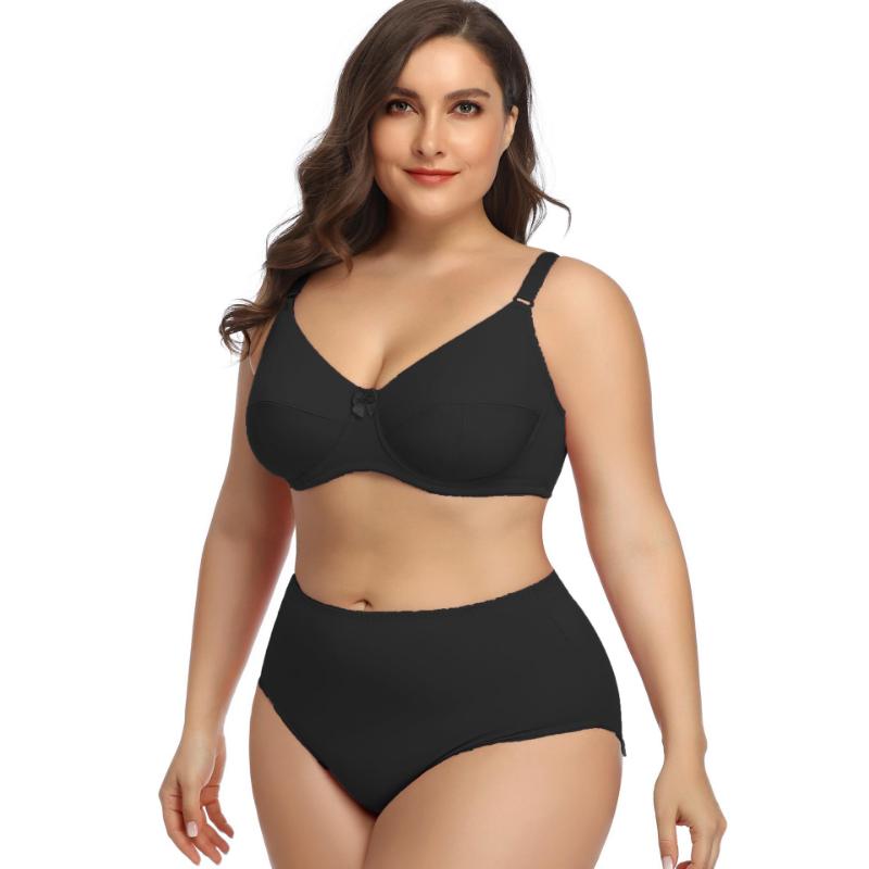 European and American Plus Size Bra Set Ultra-thin Sexy Underwear Comfortable Breathable Large Cup Smooth Bra