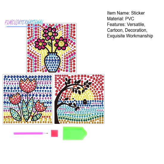 1 Set Diamant-Malerei-Aufkleber-Set, Cartoon-Frucht-Blumen-Muster, Strass-Aufkleber, Kunsthandwerk für Kinder und Erwachsene